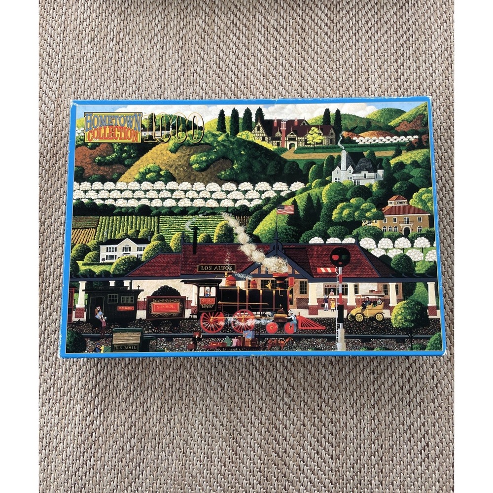 RoseArt Hometown Collection Los Altos Mail Train Jigsaw Puzzle 1000 pieces
